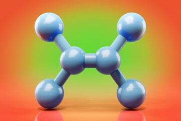 Fototapete - 3D rendering of a simple molecule with five atoms connected, illustrating basic chemical structure.