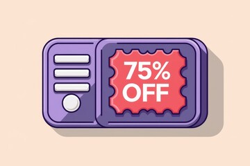 Poster - 75% off discount offer shown on a retro microwave oven design.