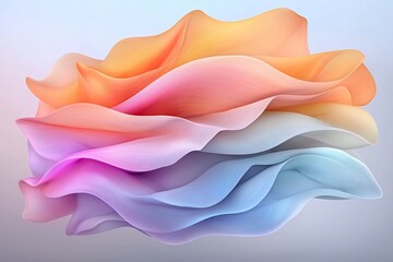 Poster - Undulating iridescent waves forming a captivating fractal like abstract background design with soft gradients luminous and kaleidoscopic colors and a dynamic whimsical and surrealist influence