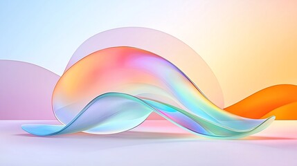 Poster - captivating iridescent wavy abstract background in vibrant pastel tones dynamic digital painting wit