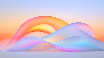 Poster - Mesmerizing abstract background design featuring undulating iridescent shapes in soft shifting gradients of color  This ethereal dreamlike composition creates a serene