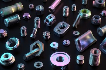 Sticker - Assortment of bolts and nuts in various shapes and sizes