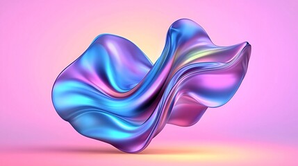 Poster - Captivating abstract background design with billowing wavy iridescent shapes in mesmerizing metallic shades showcasing hypnotic fluid motion otherworldly prismatic glow