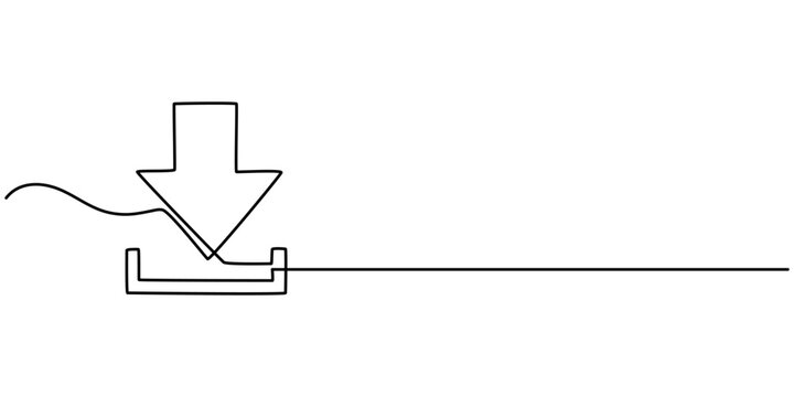 Continuous line download icon.drawing one line download sign.simple line download sign mobile phone,laptop,computer, Continuous Line Drawing of Download Icon. Hand Drawn Symbol Vector Illustration.