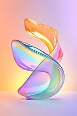 Poster - Mesmerizing Iridescent Wavy Shapes in Pastel Tones Cinematic Digital with Futuristic Aesthetic and Boundless Space  Captivating Abstract Background Design with Subtle Texture and Flowing