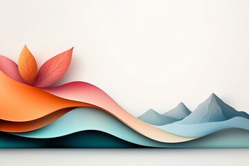 Poster - Mesmerizing digital depicting an abstract dreamlike landscape composed of flowing iridescent shapes in a soft palette of pastel colors  The organic luminous forms create a serene