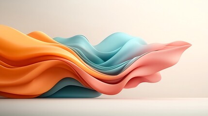 Poster - Mesmerizing Fluid Waves of Soft Pastel Hues in Digital Abstract Landscape  Dreamlike and ethereal digital art background with dynamic organic shapes in flowing serene motion