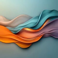 Poster - Mesmerizing Wavy Iridescent Design with Soft Pastel Hues and Shimmering Metallic Accents   Abstract Digital Art Featuring a Tranquil Forest Setting Whimsical and Imaginative Visuals