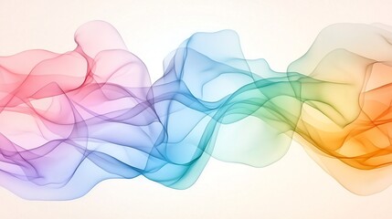 Poster - Mesmerizing Iridescent Waves of Luminous Shapes in Vivid Hues Cinematic Digital Art Abstract Background with Flowing Swirling Translucent Patterns and Atmospheric Lighting