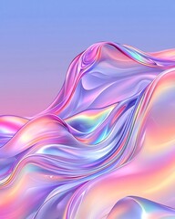 Poster - Vibrant iridescent waves and amorphous shapes in a dynamic captivating abstract composition  Luminescent kaleidoscopic patterns create a transcendent magical essence in this digital