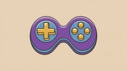 Poster - A stylized purple and gold video game controller with a directional pad and buttons.