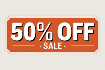 Poster - 50% off sale banner,  retro style design, announcing a discount.