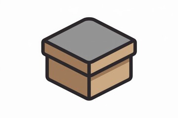 Poster - A simple isometric illustration of a closed cardboard box with a gray top.