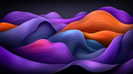 Poster - Mesmerizing Prismatic Waves Vibrant Digital Landscape in Dynamic Composition   Undulating iridescent shapes luminous shimmering textures and ethereal otherworldly elements create a captivating
