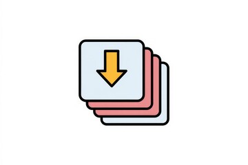 Poster - Download multiple files icon, stack of documents with a down arrow, indicating bulk download.
