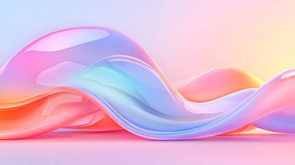 Poster - Mesmerizing abstract background design with dynamic wavy iridescent shapes in a gradient of vibrant hues created using experimental digital art techniques  A modern