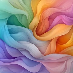 Poster - Mesmerizing abstract background featuring flowing iridescent wavy forms in a vibrant palette of warm tones and vivid colors  Intricate digital with contemporary surrealist and ethereal qualities