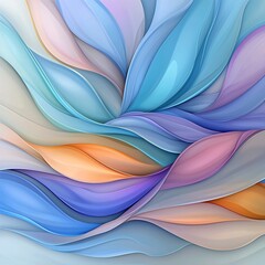 Poster - Visually arresting abstract background featuring a striking arrangement of shimmering iridescent wavy forms in a soothing palette of blues and violets