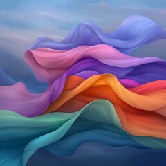 Poster - Mesmerizing Flowing Iridescent Patterns in Vibrant Color Gradient   Surreal Digital Artwork with Detail and Contemporary Aesthetic  Dynamic Organic Shapes Creating an Ethereal Futuristic Atmosphere