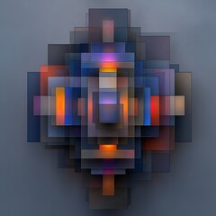 Poster - Captivating abstract composition featuring pulsing iridescent constructions mesmerizing geometric shapes and a kaleidoscopic layout with vivid prismatic color play cinematic photographic technique