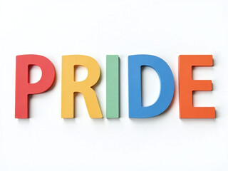 Poster - Colorful Paper Letters Forming The Word Pride Isolated On A White Background With Transparent Png Image Quality. 00003