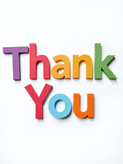 Poster - Colorful Paper Letters Forming The Word Thank You Are Isolated On A White Background With A Transparent Png Overlay. 00001