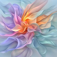 Poster - Captivating digital painting featuring a flowing abstract composition of shimmering iridescent organic forms in a vibrant prismatic color scheme  Evoking a dreamlike
