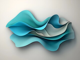Poster - Captivating Shimmering Fluid Shapes in Mesmerizing Ethereal Composition   Abstract Digital Art with Flowing Azure and Jade Rendering Evoking a Dreamlike Atmosphere of Tranquility and Beauty