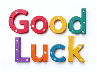 Poster - Colorful Letters Spelling Good Luck Isolated On A White Background With A Transparent Png Image. 00003
