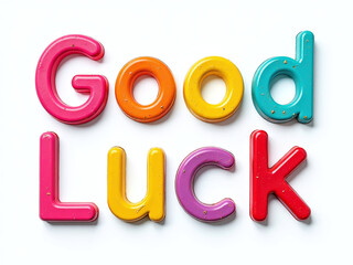 Poster - Colorful Letters Spelling Good Luck Isolated On A White Background With A Transparent Png Image. 00001