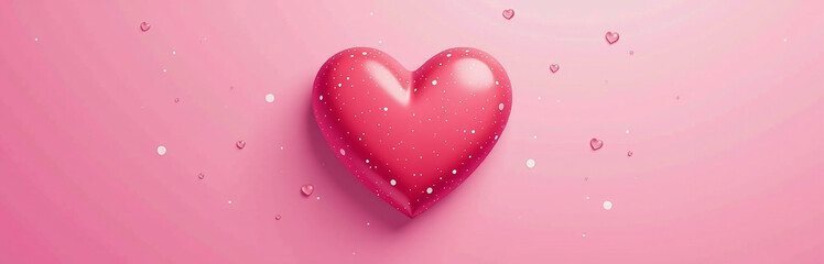 Poster - Colorful Illustration Of A Cute Heart On A Bright Pink Background For Use As A Design Element Or Placeholder Image. 00003