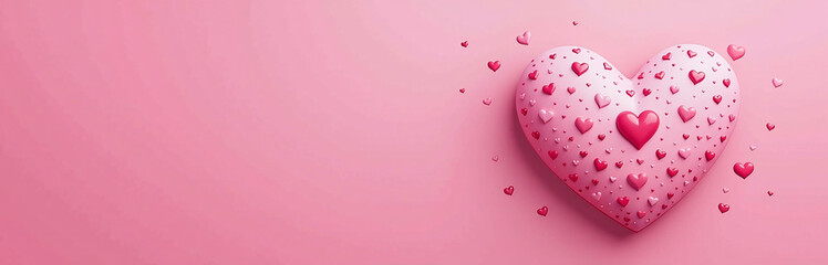 Poster - Colorful Illustration Of A Cute Heart On A Bright Pink Background For Use As A Design Element Or Placeholder Image. 00002
