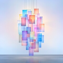 Poster - Breathtaking abstract design featuring a cascading prismatic forms in a dazzling luminous digital art exhibition
