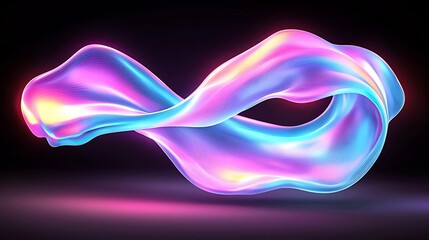 Poster - mesmerizing wavy iridescent abstract background design in neon shades featuring dynamic fluid motion