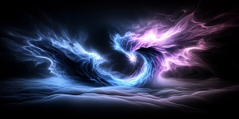 Poster - Mesmerizing fractal patterns in a breathtaking luminescent celestial vista with captivating experimental digital glitch art and surrealist influence