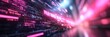 © Ilja - Abstract Data Visualization With Pink Glowing Lines, Futuristic Technology Background.