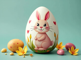 Aufkleber - Colorful Bunny Design On A Traditional Easter Egg Shape Adds A Festive Touch To Spring Celebrations Each Year Nationwide Slowly. 00001