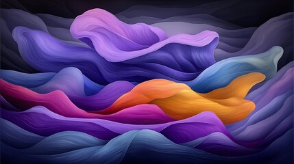Poster - Breathtaking abstract design of undulating iridescent forms in a captivating shimmering display with dynamic brushstrokes creating a vibrant contemporary and ethereal cosmic landscape