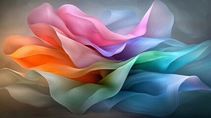 Poster - Breathtaking abstract design with undulating iridescent forms in a mesmerizing shimmering display created through an innovative digital painting technique