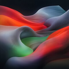 Poster - Captivating abstract design of undulating iridescent forms organic rippling patterns in a shimmering dynamically shifting display fluid chromatic interplay of mesmerizing shapes