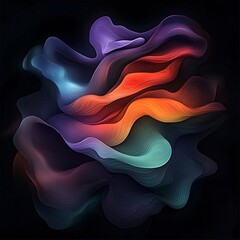 Poster - Captivating abstract design of undulating iridescent organic forms with rippling patterns in a shimmering dynamically shifting display
