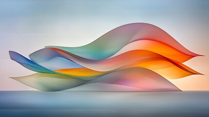 Poster - Breathtaking abstract design featuring undulating iridescent structures in a visually captivating shimmering display  The technique creates a visual influence floating in a void