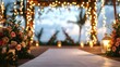 © Tam5 - Romantic Beach Wedding Ceremony Setup with Flowers Lights and Candles