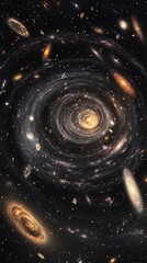 Wall Mural - galaxy in the universe with copy space vertically 9:16
