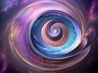 Poster - Mesmerizing swirling shapes in an iridescent prismatic composition with intricate fractal patterns vibrant color spectrum and shimmering metallic textures  digital with an avant garde