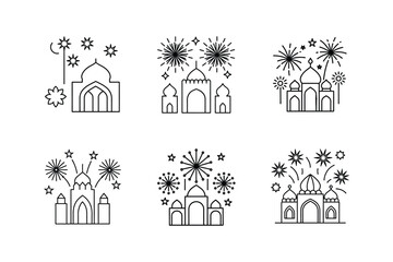 Wall Mural - fireworks for eid vector illustration