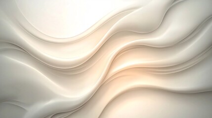 Poster - Ethereal Iridescent Swirls Captivating Monochromatic Abstract Digital Art Landscape showcasing a dreamlike mesmerizing composition of wavy flowing shapes in shimmering