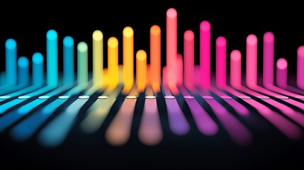 Poster - Close-up of a Vibrant Digital Interface Displaying an Abstract Sound Wave Pattern with Vivid Colors and Dynamic Lighting Effects