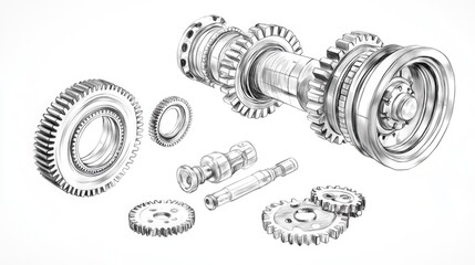 Poster - Illustration of gears on a white background