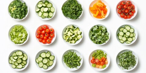 Wall Mural - Assorted chopped vegetables in bowls. (1)